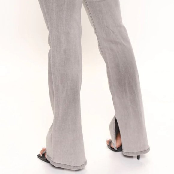 COPY - Slit Hem Straight Leg Jeans - Grey - FASHION NOVA - Picture 10 of 11